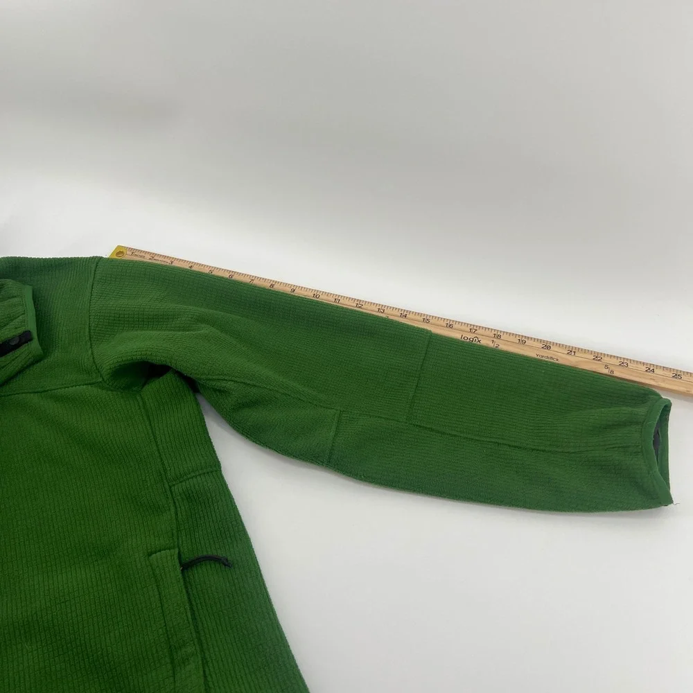 The North Face Mens XL Green Grid Fleece Full Zip Jacket Waffle Knit Hiking XL